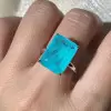 14ct Emerald Cut Blue Paraiba Vintage Cocktail Ring