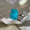 14ct Emerald Cut Blue Paraiba Vintage Cocktail Ring