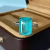 14ct Emerald Cut Blue Paraiba Vintage Cocktail Ring