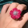 5ctw Pink Sapphire and Ruby Flower Cocktail Ring