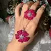 5ctw Pink Sapphire and Ruby Flower Cocktail Ring