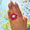 Invisible-set Ruby Flower Three-Piece Vintage Jewelry Set