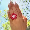 Invisible-set Ruby Flower Three-Piece Vintage Jewelry Set