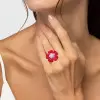 5ctw Pink Sapphire and Ruby Flower Cocktail Ring
