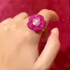 5ctw Pink Sapphire and Ruby Flower Cocktail Ring