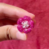 5ctw Pink Sapphire and Ruby Flower Cocktail Ring