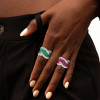 Emerald and White Sapphire Paved Cross Cocktail Ring