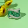 Emerald and White Sapphire Paved Cross Cocktail Ring