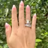 3ct Pear Cut Love Hands Vintage Promise Ring