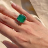 9.5ct Asscher Cut Emerald Paved Cocktail Ring