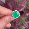 9.5ct Asscher Cut Emerald Paved Cocktail Ring