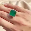 9.5ct Asscher Cut Emerald Paved Cocktail Ring