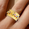 Clustered Multicolor Sapphire Vintage Cocktail Ring