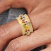 Clustered Multicolor Sapphire Vintage Cocktail Ring