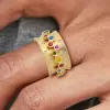 Clustered Multicolor Sapphire Vintage Cocktail Ring