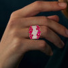 6ctw Clustered Multi-cut Ruby Rose Gold Tone Cocktail Ring