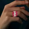6ctw Clustered Multi-cut Ruby Rose Gold Tone Cocktail Ring