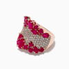 6ctw Clustered Multi-cut Ruby Rose Gold Tone Cocktail Ring