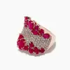 6ctw Clustered Multi-cut Ruby Rose Gold Tone Cocktail Ring