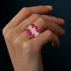 6ctw Clustered Multi-cut Ruby Rose Gold Tone Cocktail Ring