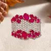 6ctw Clustered Multi-cut Ruby Rose Gold Tone Cocktail Ring