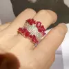 6ctw Clustered Multi-cut Ruby Rose Gold Tone Cocktail Ring