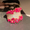 6ctw Clustered Multi-cut Ruby Rose Gold Tone Cocktail Ring