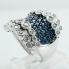 4ctw Blue and White Sapphire Milgrain Vintage Cocktail Ring