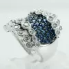 4ctw Blue and White Sapphire Milgrain Vintage Cocktail Ring