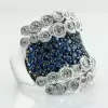 4ctw Blue and White Sapphire Milgrain Vintage Cocktail Ring