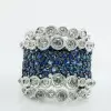 4ctw Blue and White Sapphire Milgrain Vintage Cocktail Ring