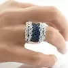 4ctw Blue and White Sapphire Milgrain Vintage Cocktail Ring