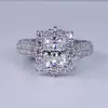 4ct Radiant Cut Three-Pieces Vintage Lace Wedding Ring Set
