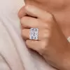 4ct Radiant Cut Three-Pieces Vintage Lace Wedding Ring Set