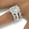 4ct Radiant Cut Three-Pieces Vintage Lace Wedding Ring Set