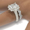 4ct Radiant Cut Three-Pieces Vintage Lace Wedding Ring Set