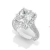 4ct Radiant Cut Three-Pieces Vintage Lace Wedding Ring Set