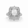 4ct Radiant Cut Three-Pieces Vintage Lace Wedding Ring Set