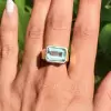8ct Emerald Cut Aquamarine Chunky Engagement Ring