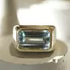 8ct Emerald Cut Aquamarine Chunky Engagement Ring