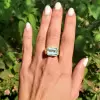 8ct Emerald Cut Aquamarine Chunky Engagement Ring