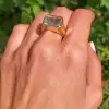 8ct Emerald Cut Aquamarine Chunky Engagement Ring