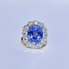 5ct Oval Cut Tanzanite Blue Sapphire Halo Cocktail Ring