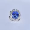 5ct Oval Cut Tanzanite Blue Sapphire Halo Cocktail Ring