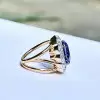 5ct Oval Cut Tanzanite Blue Sapphire Halo Cocktail Ring