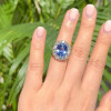 5ct Oval Cut Tanzanite Blue Sapphire Halo Cocktail Ring