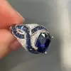 5.6ct Cushion Cut Blue Sapphire Vintage Engagement Ring
