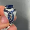 5.6ct Cushion Cut Blue Sapphire Vintage Engagement Ring