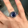 5.6ct Cushion Cut Blue Sapphire Vintage Engagement Ring