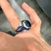 5.6ct Cushion Cut Blue Sapphire Vintage Engagement Ring